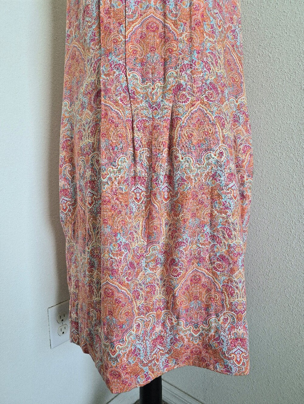J. Jill Love Linen Paisley Floral Midi Dress L Sleeveless pockets coastal beach - Picture 4 of 13